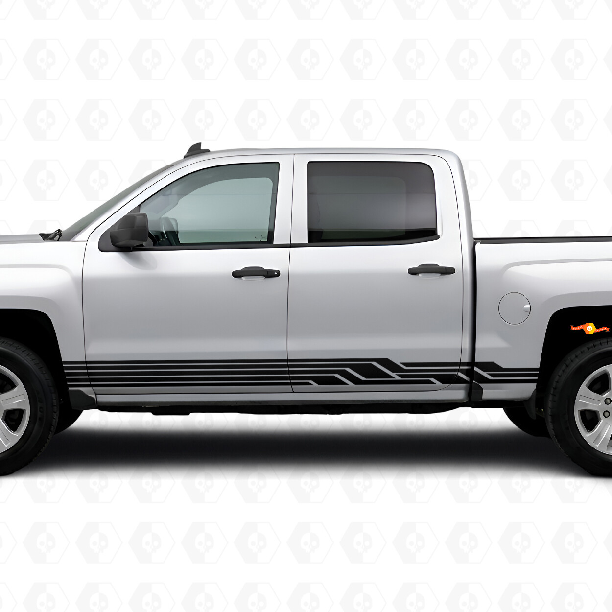 Angular Lightning Deur- en Zijscherm Vinyl Strepen voor Chevrolet Silverado 1500 K2XX 2014-2019
