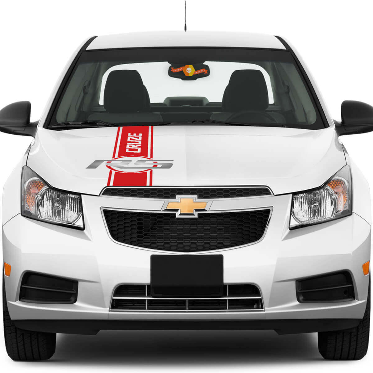 2 kleuren Chevrolet Chevy Cruze RS - Rally Racing Stripe Hood Grafische Cruze-letters
