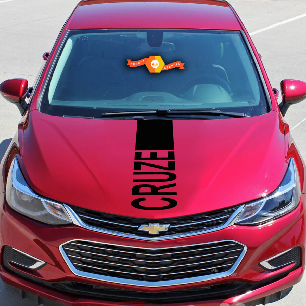 Grafische Cruze-beletteringset op de motorkap Chevrolet Chevy Cruze - Rally Racing Streepstickersticker vinyl

