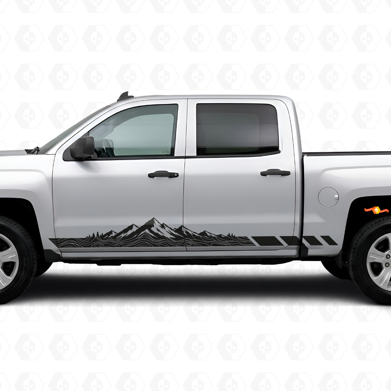 Mountain Topografische Deur- & Rocker Panel Vinylstrepen voor Chevrolet Silverado 1500 K2XX 2014-2019