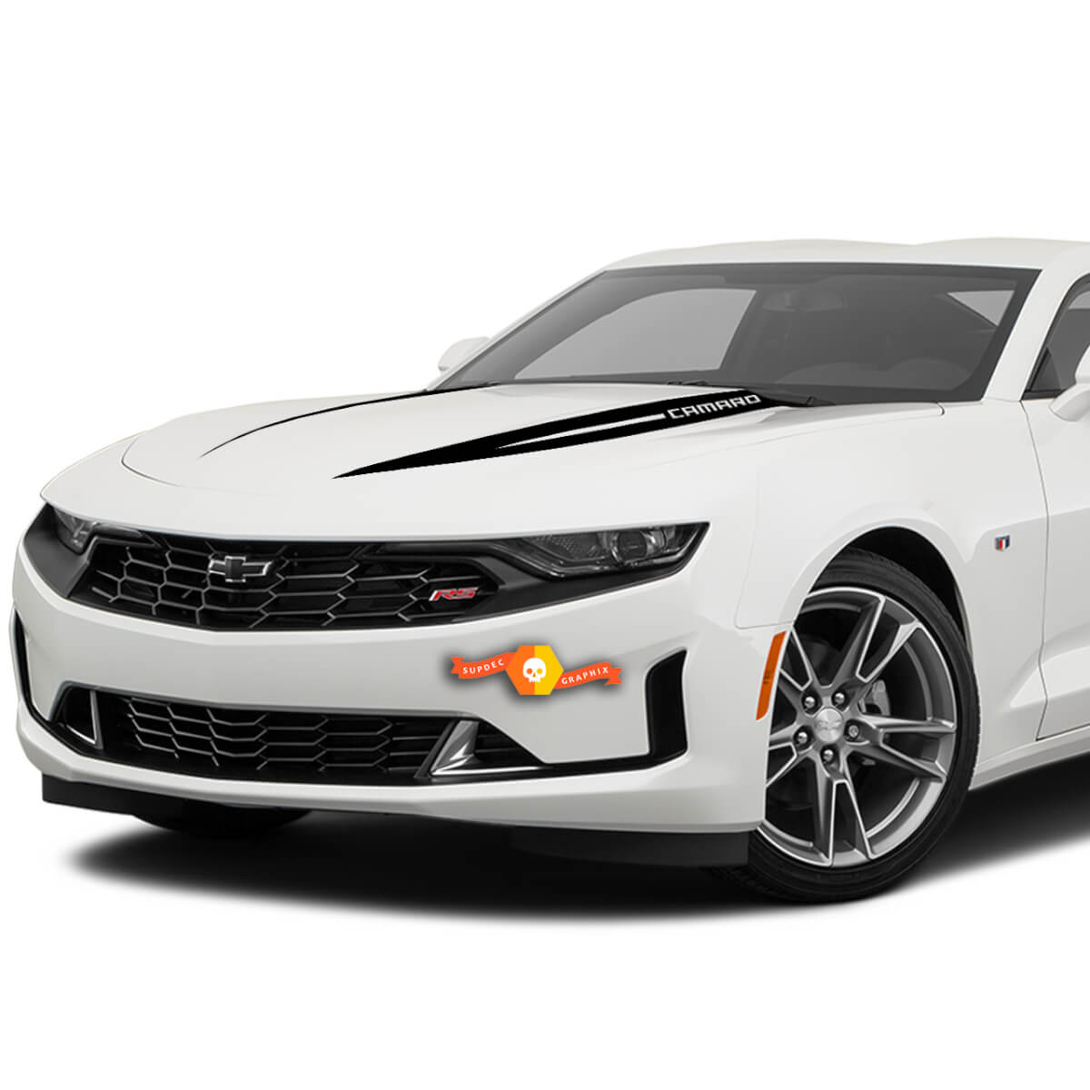 2X Chevrolet Camaro Hood Widow Spike Decal Past op: 2019 - 2020 Chevrolet Camaro Chevy Graphics Stripes Stickers Decals
