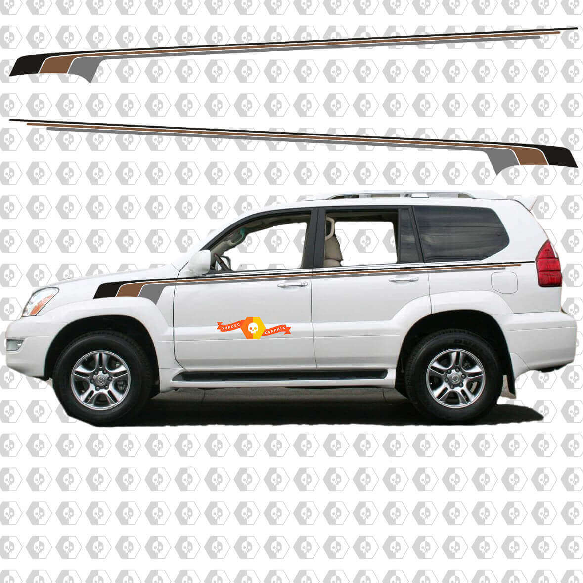 Retro Vintage Strepen Zij Vinyl Decal Graphics Voor Lexus GX470
