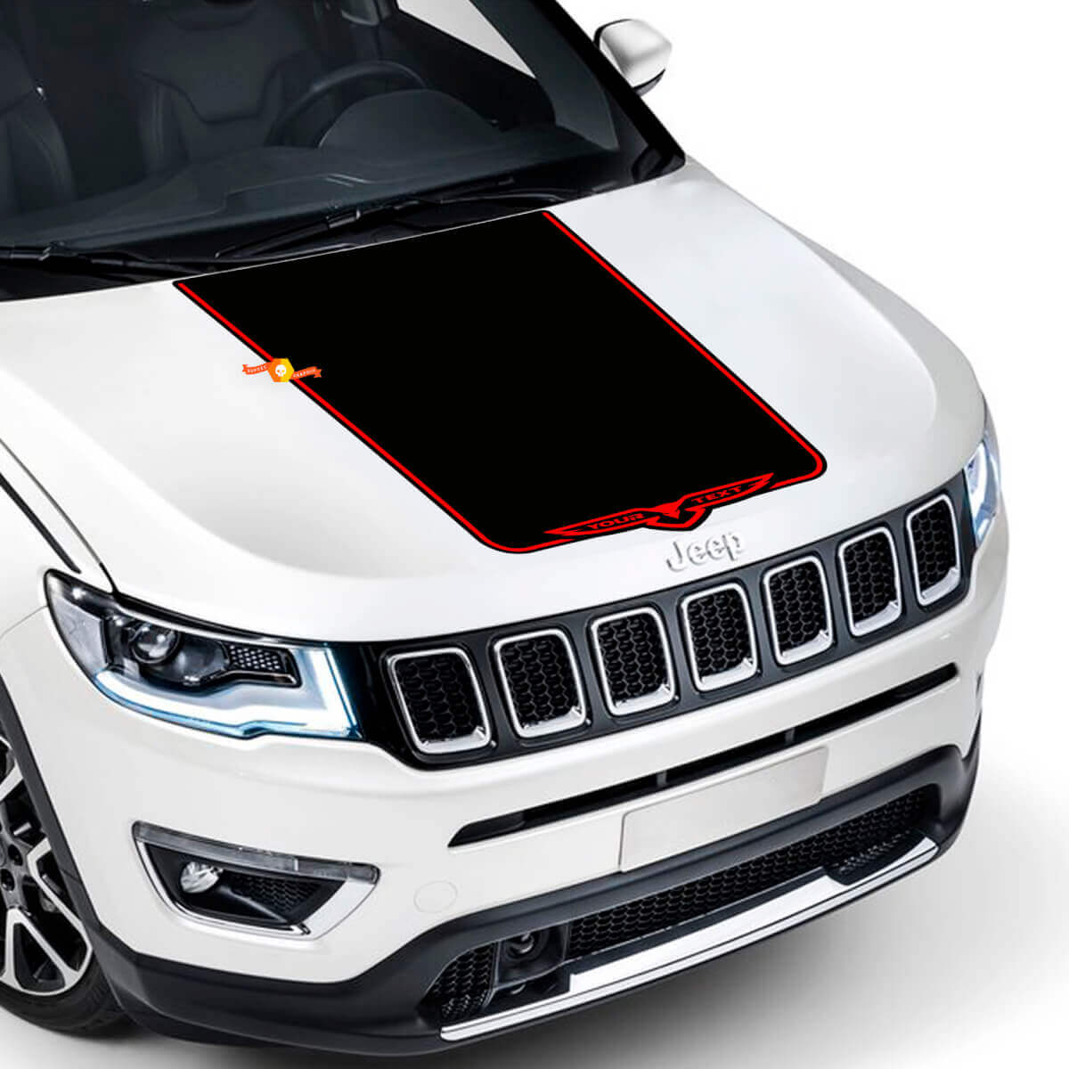 Custom Hawk Stijl Motorkap Vinyl Decal voor Jeep Compass Trailhawk 2017-2020