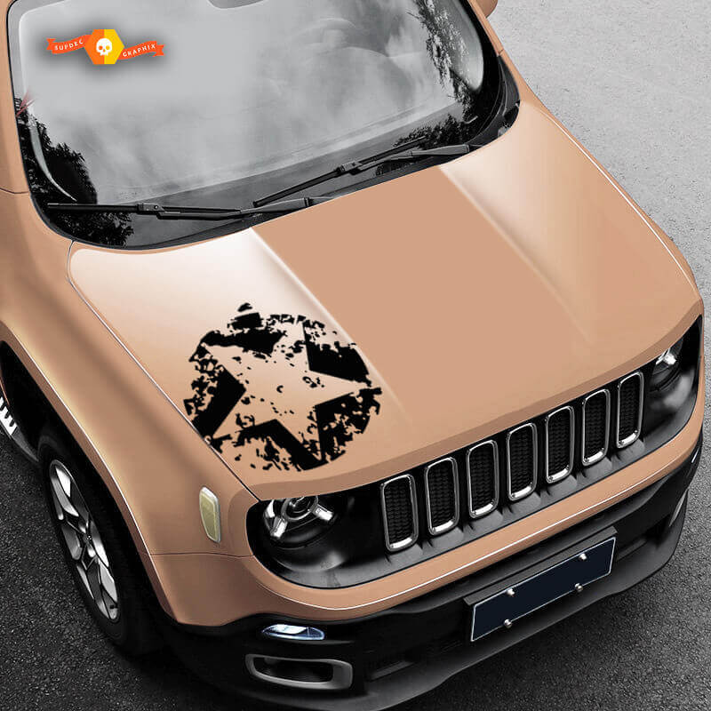  Versleten legerster kap grunge vinylsticker decal voor Jeep Renegade