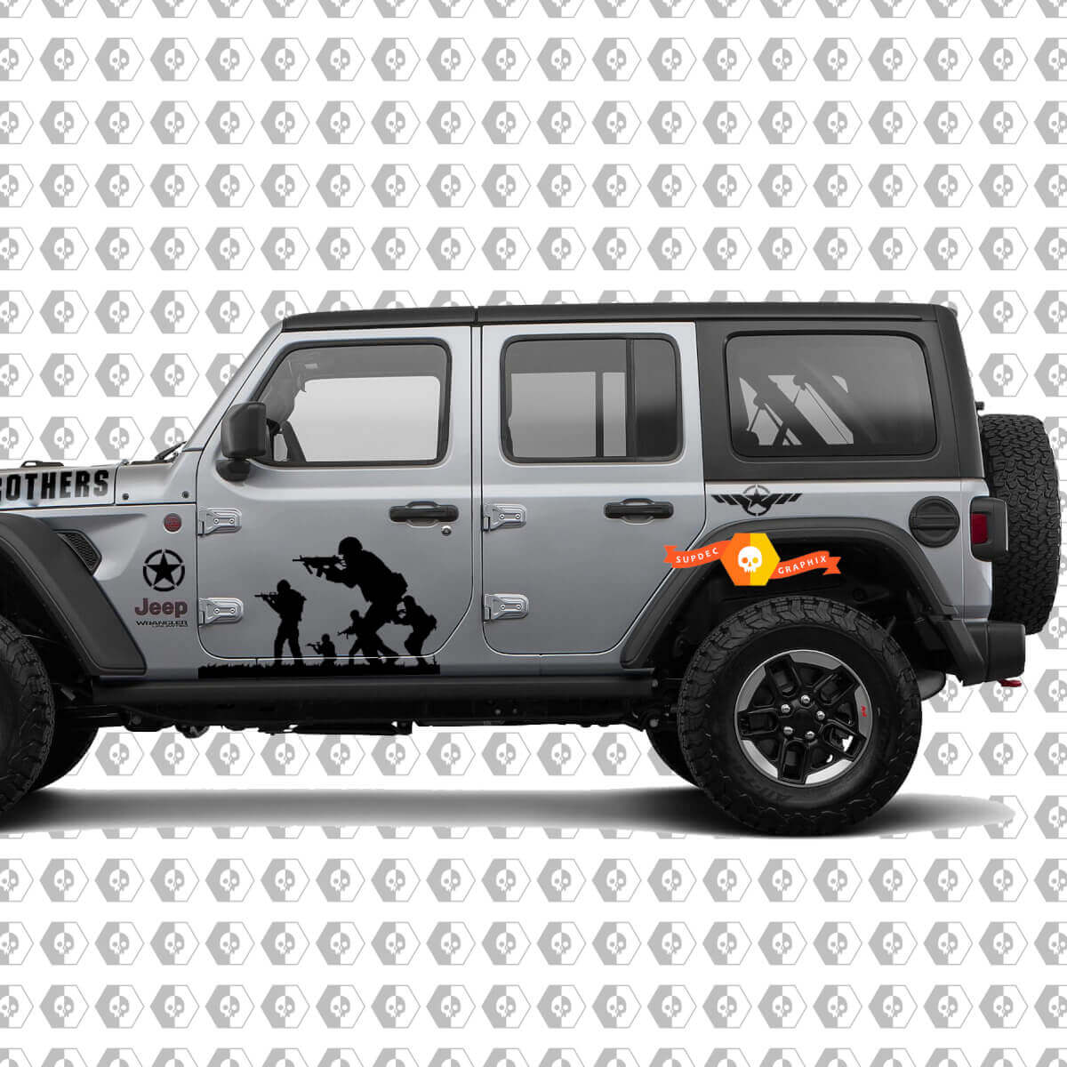 Band of Brothers Militair Stijl Capuchon & Zijkant Vinyl Decal Kit voor Jeep Wrangler