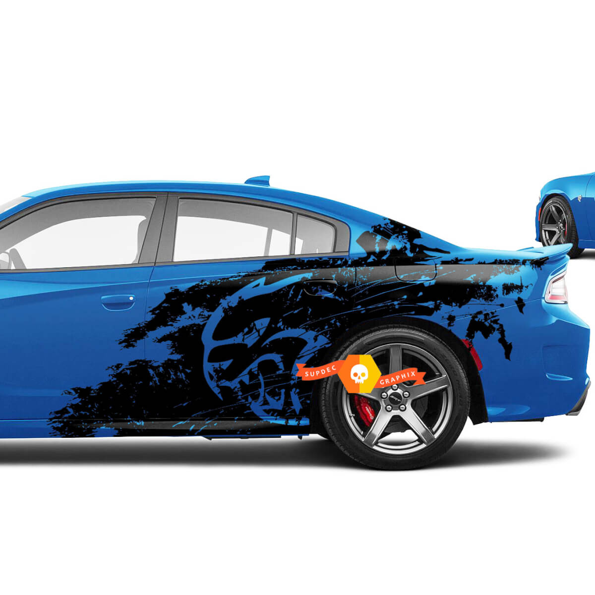 Nieuwe Dodge Challenger of Charger Hellcat hell cat stijl Splash Grunge Stripes Kit Vinyl Sticker Decal Graphic
