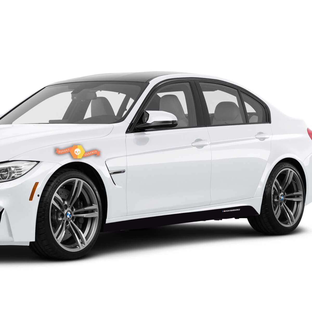 M Performance Stijl Zijkant Rok Strip Vinyl Decal Set voor BMW M3 F80
