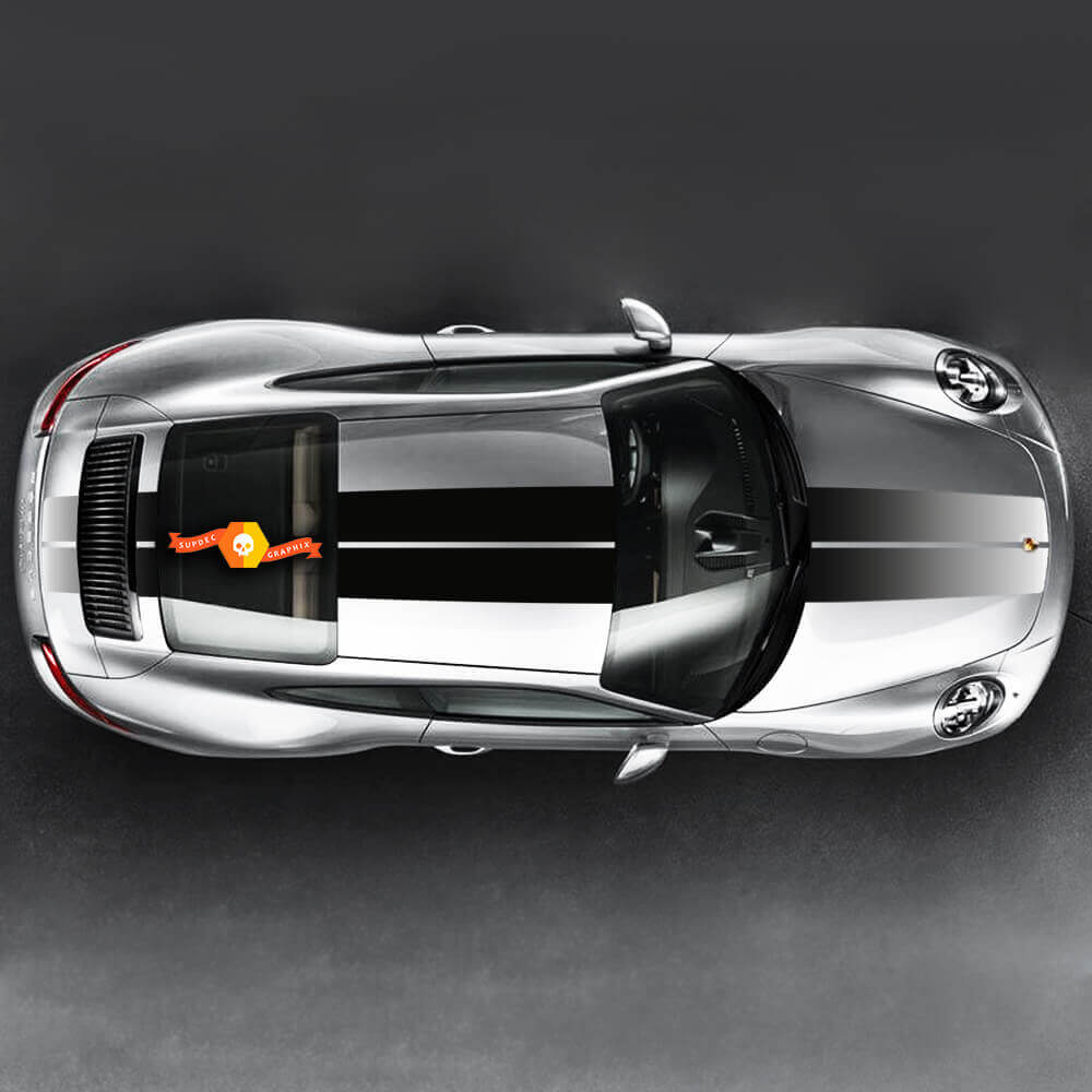 Dubbele Strepen Bovenste Zijde Vinyl Decal Kit voor Porsche Auto's