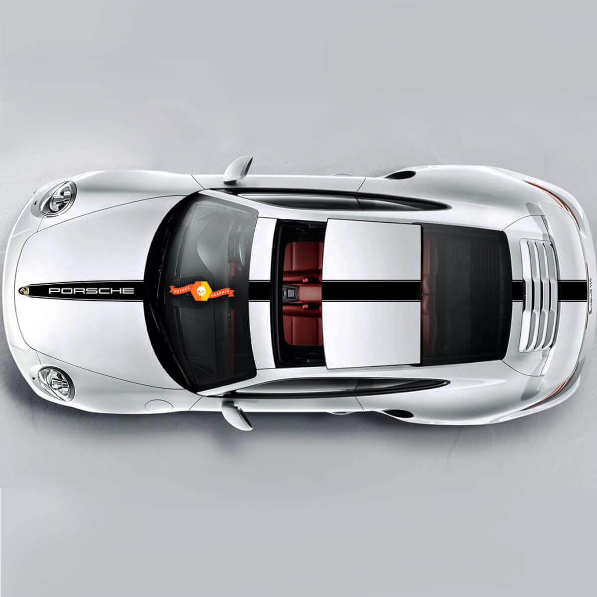 Racing Stripe Bovenste Zij Vinyl Decal Kit voor Porsche