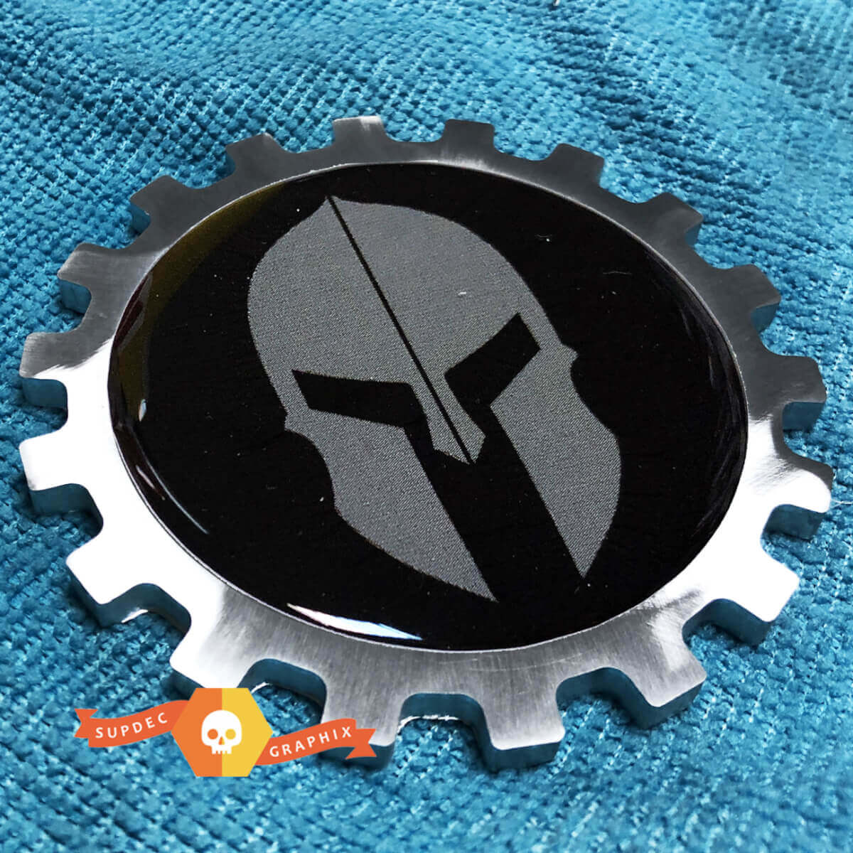 Spartan Helm 3D Aluminium Bedside Embleem voor Jeep Wrangler JL en Gladiator JT