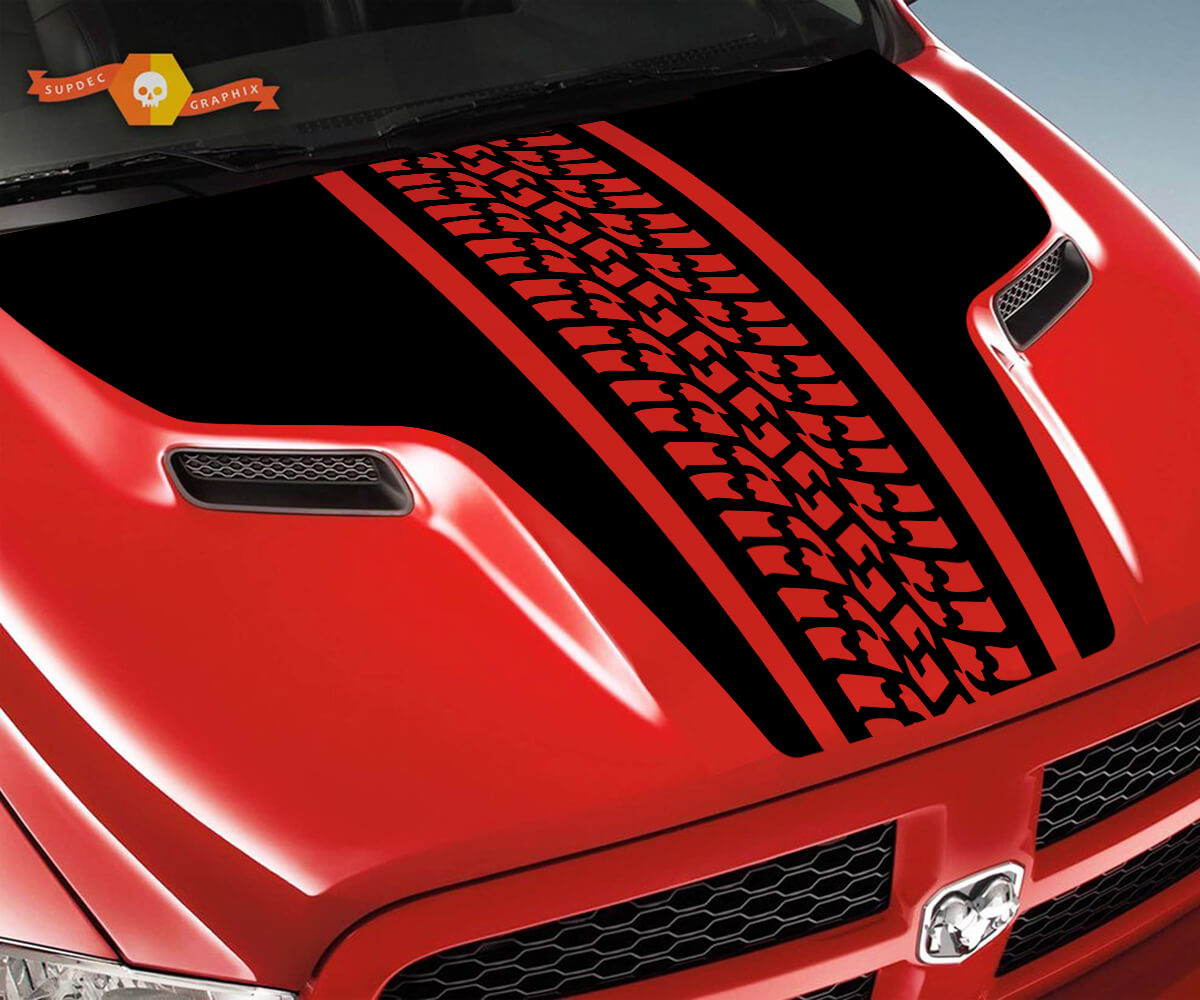 Dodge Ram Tire Tracks Rebel Hood Logo Truck Vinyl Sticker Decal Grafisch Pick Up Pickup #1
