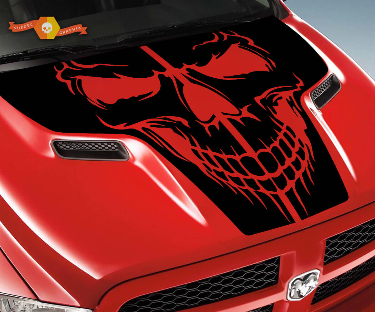 Skull motorkap vinylsticker voor Dodge Ram 1500 2500 Rebel