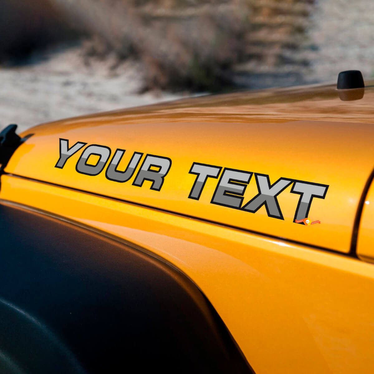 Aangepaste twekleurige motorkap vinylsticker voor Jeep Wrangler Rubicon