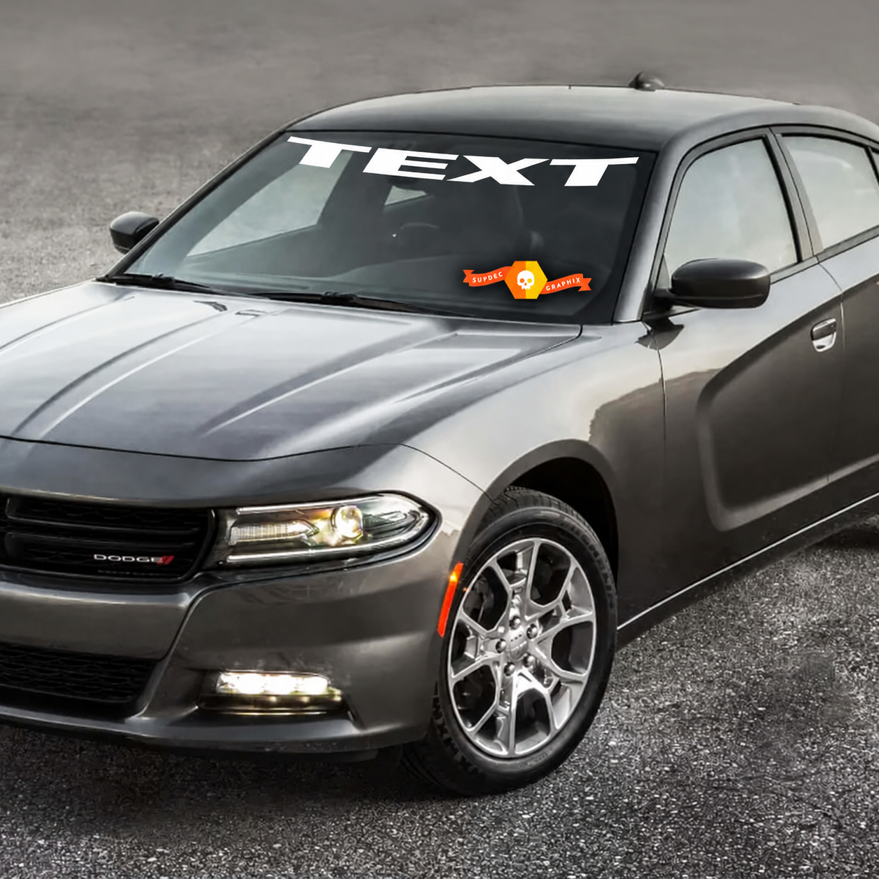 TEXT Schräge Letters voorruit vinyl decal sticker voor Dodge Charger 2011-2016