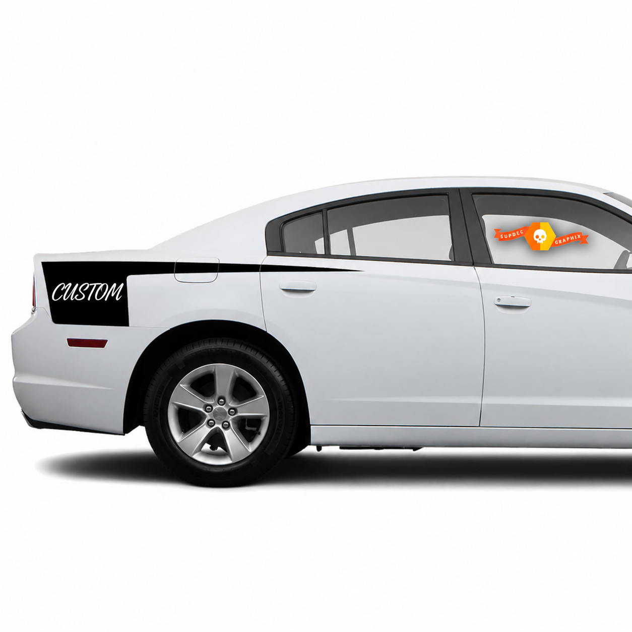 CUSTOM Script Bijl Streep Paar Zijde Vinyl Decal Sticker voor Dodge Charger 2011-2014
