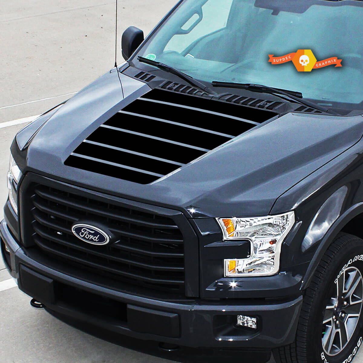 Voor Ford F-150 Center Hood Graphics Stripes Vinyl Decals Truck Stickers 15-20
