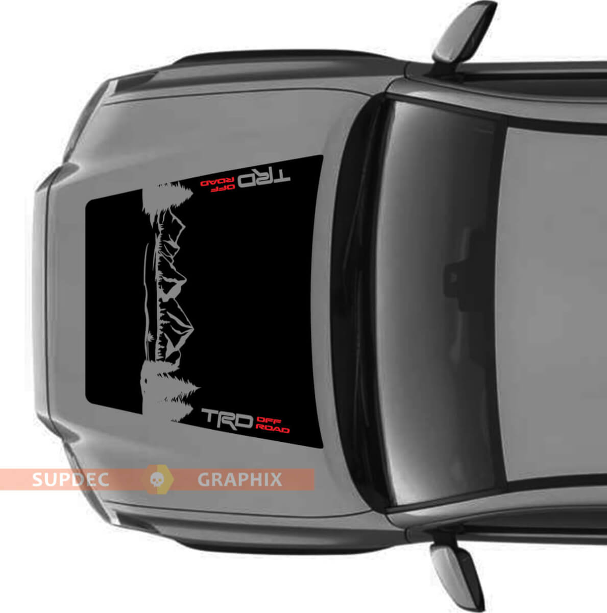 Enorme TRD Off Road GEEN SCOOP! Mountains Forest Hood Vinyl Stickers Sticker geschikt voor Toyota Tacoma 2016 - 2021 modellen
