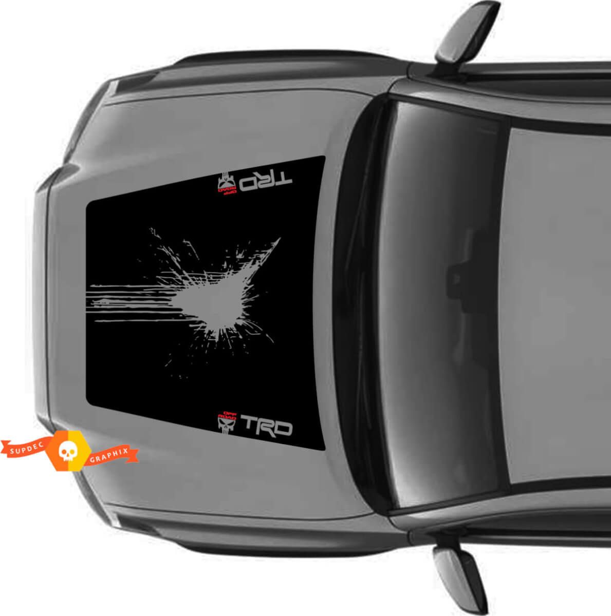 Enorme TRD Off Road GEEN SCOOP! Punisher Blood Hood vernietigd vinyl stickers sticker geschikt voor Toyota Tacoma 2016 - 2021 modellen
