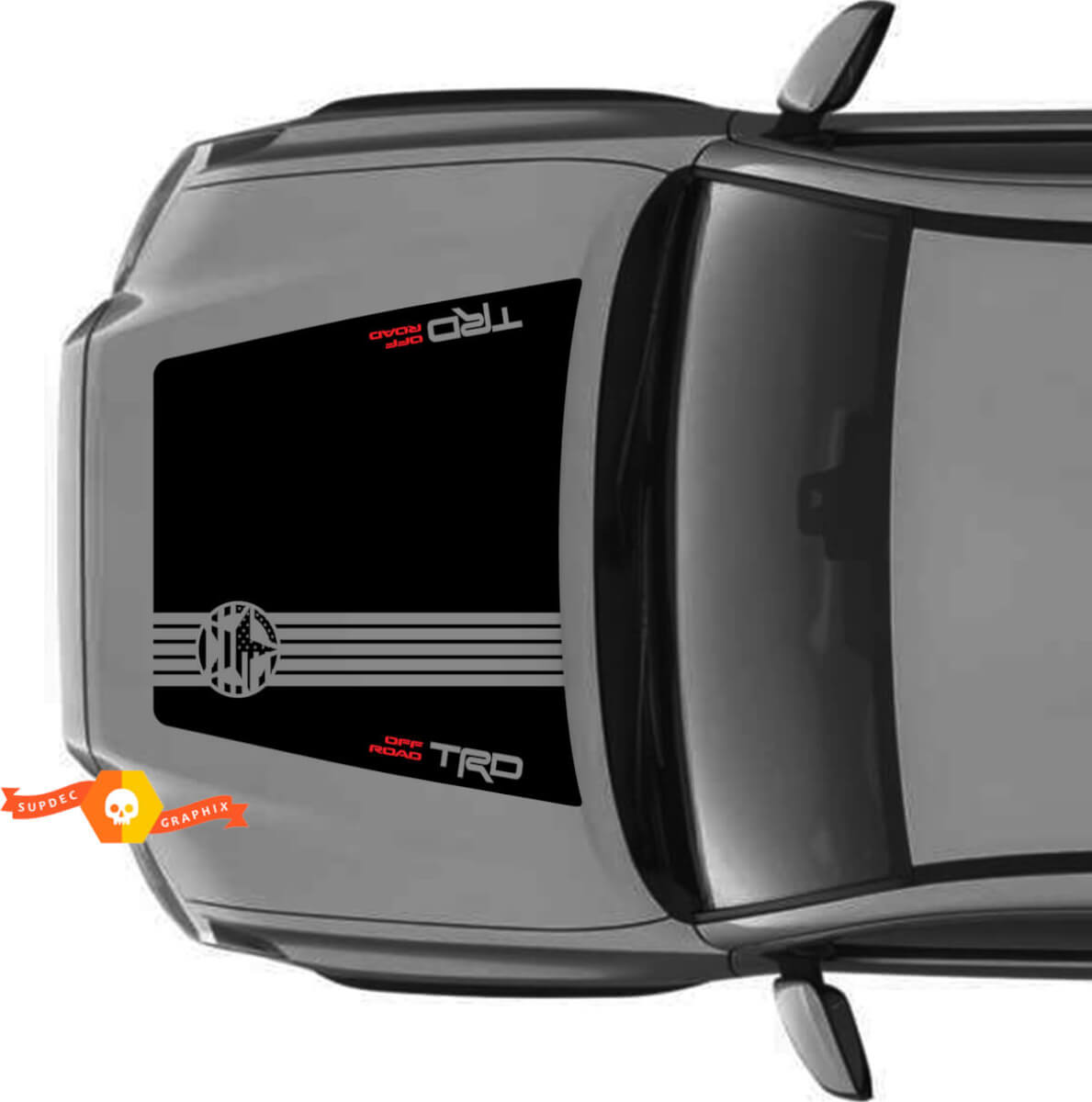 Enorme TRD Off Road GEEN SCOOP! USA Flag Army Star Hood Vinyl Stickers Sticker geschikt voor Toyota Tacoma 2016 - 2021 modellen
