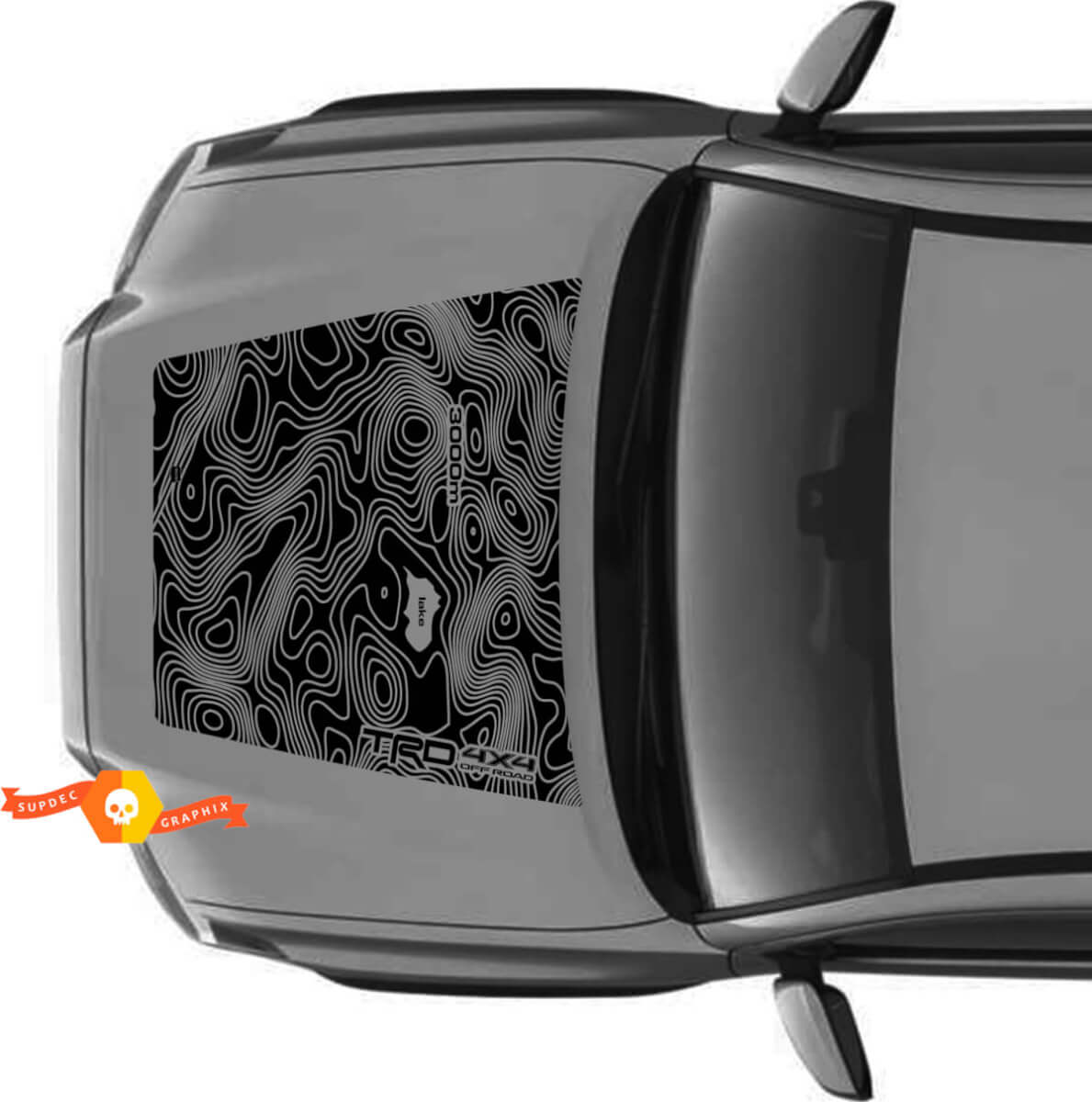 Enorme TRD Off Road GEEN SCOOP! Topografische kaart Hood Vinyl Stickers Sticker geschikt voor Toyota Tacoma 2016 - 2021 modellen
