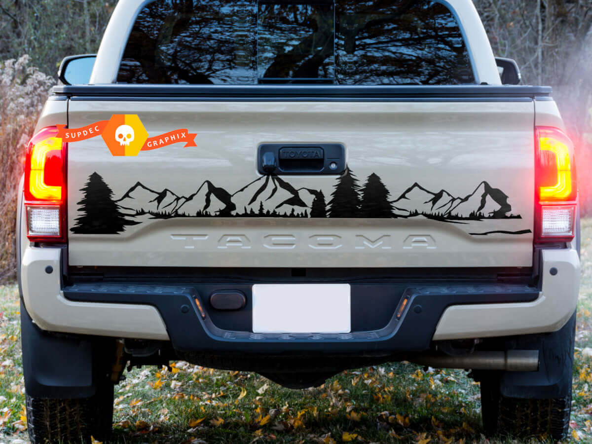 Bed Achterklep Bos Bergen Bomen TRD Toyota Tacoma Vinyl Decal Sticker
