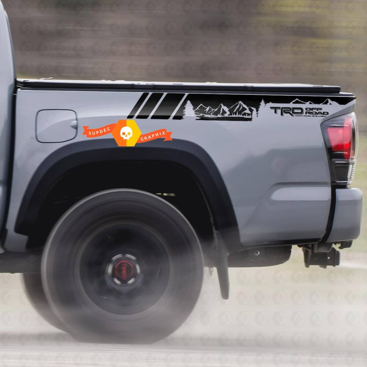 TRD Off Road Mountains Strepen Bedside Vinyl Decal Sticker voor Toyota Tacoma