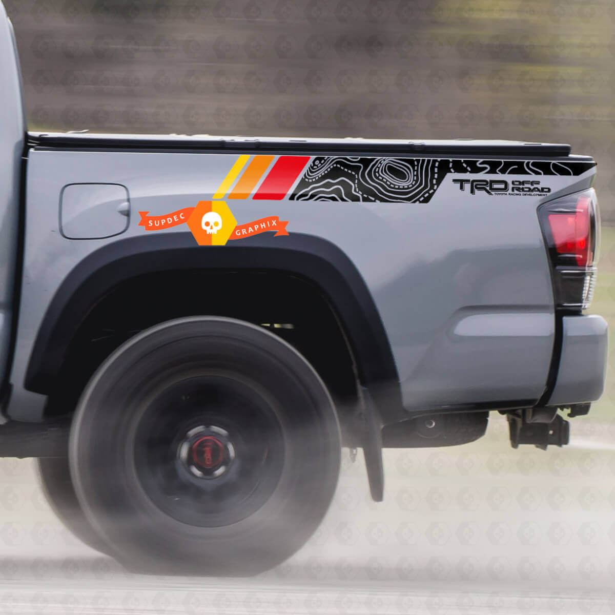 Topografische Kaart Vintage Stijl Achterzijde Vinyl Stickers Decal Voor Toyota Tacoma 2005–2020