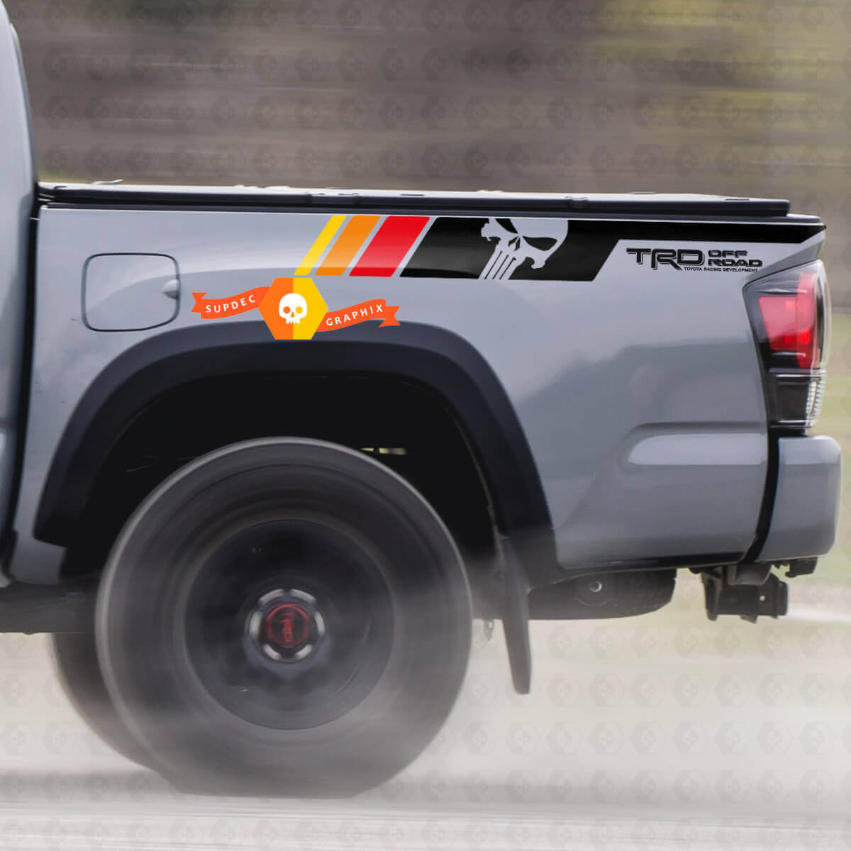 Paar TRD Sport PRO Off Road Vintage Kleuren Punisher strepen voor Tacoma Side Vinyl Stickers Sticker geschikt voor Toyota Tacoma 2005-2020
