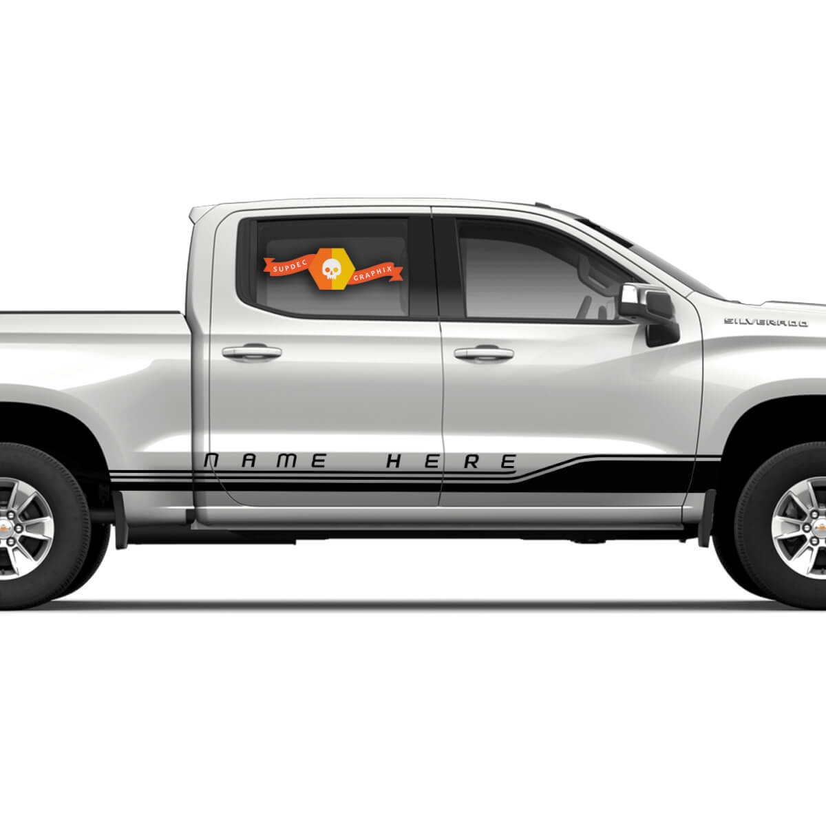 2 Rocker Stripe Past 2019-2020 Silverado Truck Vinyl Graphics Kit Strepen Stickers Decals
