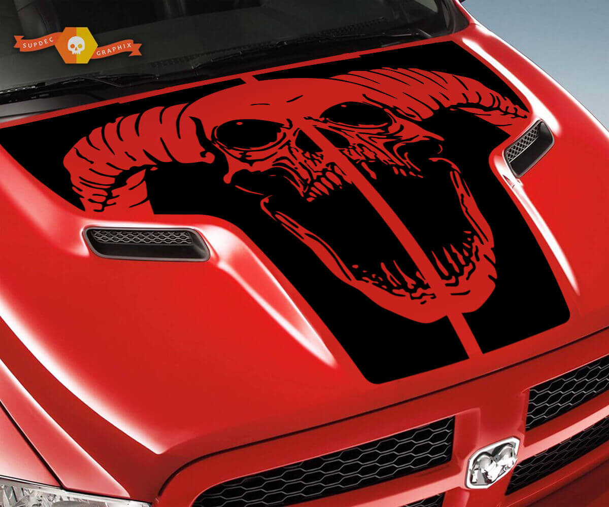 Ram Skull Motorkap Grafiek Vinyl Decal voor Dodge Ram 1500 2500 2010-2018
