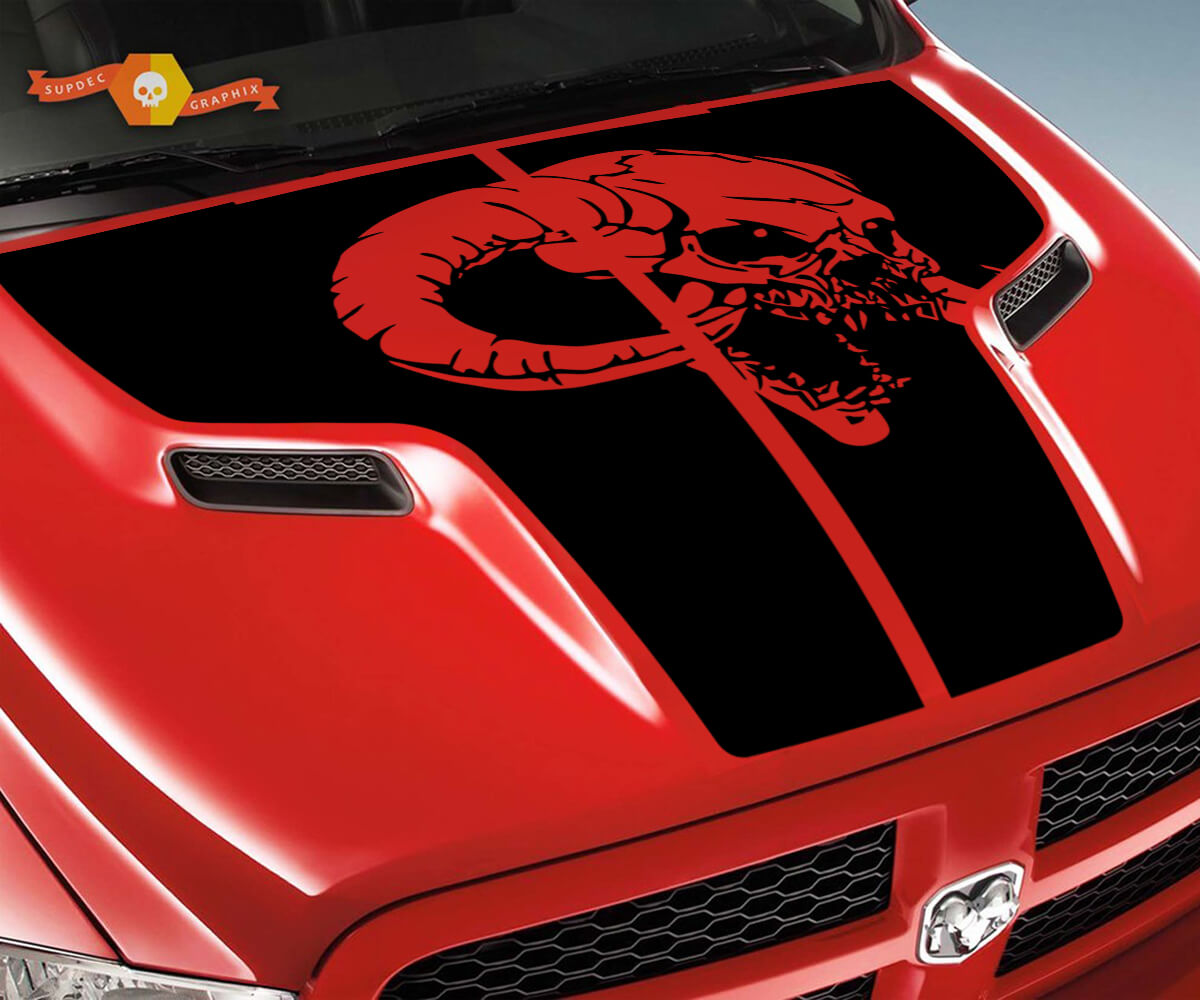 Dodge 2010 2018 past op Ram 1500 2500 Ram Skull Grunge Hood Logo Truck Vinyl Sticker Decal Grafisch Pick Up Pickup #3
