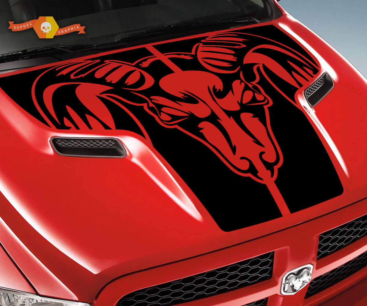 Tribal Ram Skull Motorkap Vinylsticker voor Dodge Ram 1500 2500 2010-18