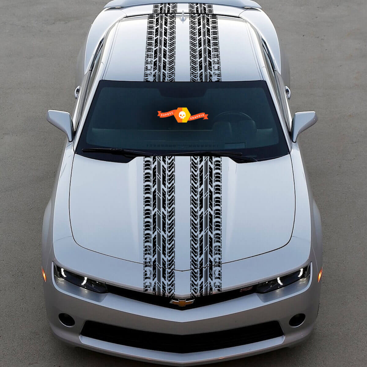 Vinylsticker met dubbele bandenstrepen voor motorkap, dak en kofferklep voor Chevy Dodge Mustang