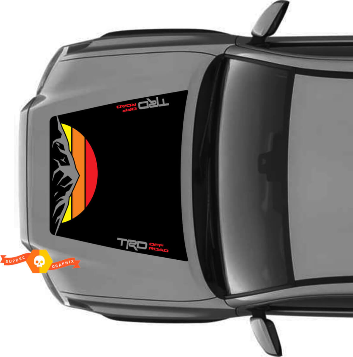 Zeer Enorme TRD Off Road Vintage Zonsondergang Retro Oude Stijl GEEN LOOPJE! Mountains Hood Vinyl Stickers Sticker geschikt voor Toyota Tacoma 2016 - 2021 modellen
