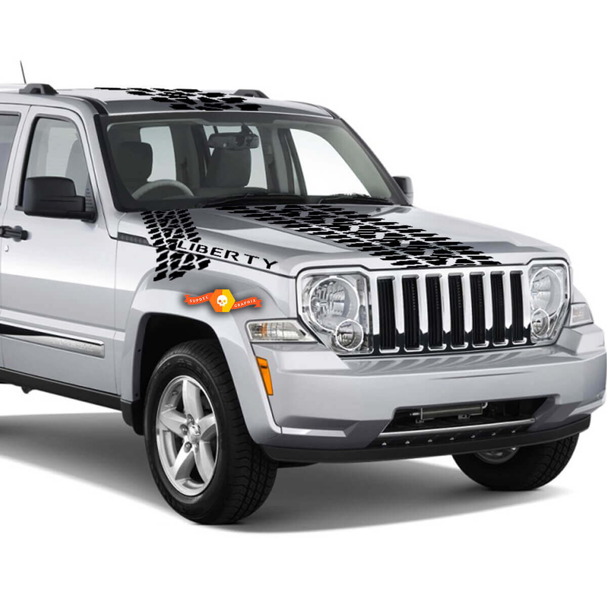 Bandenprofiel motorkap Dak Kofferbak auto vinyl grafische sticker decals voor past bij jeep Liberty
