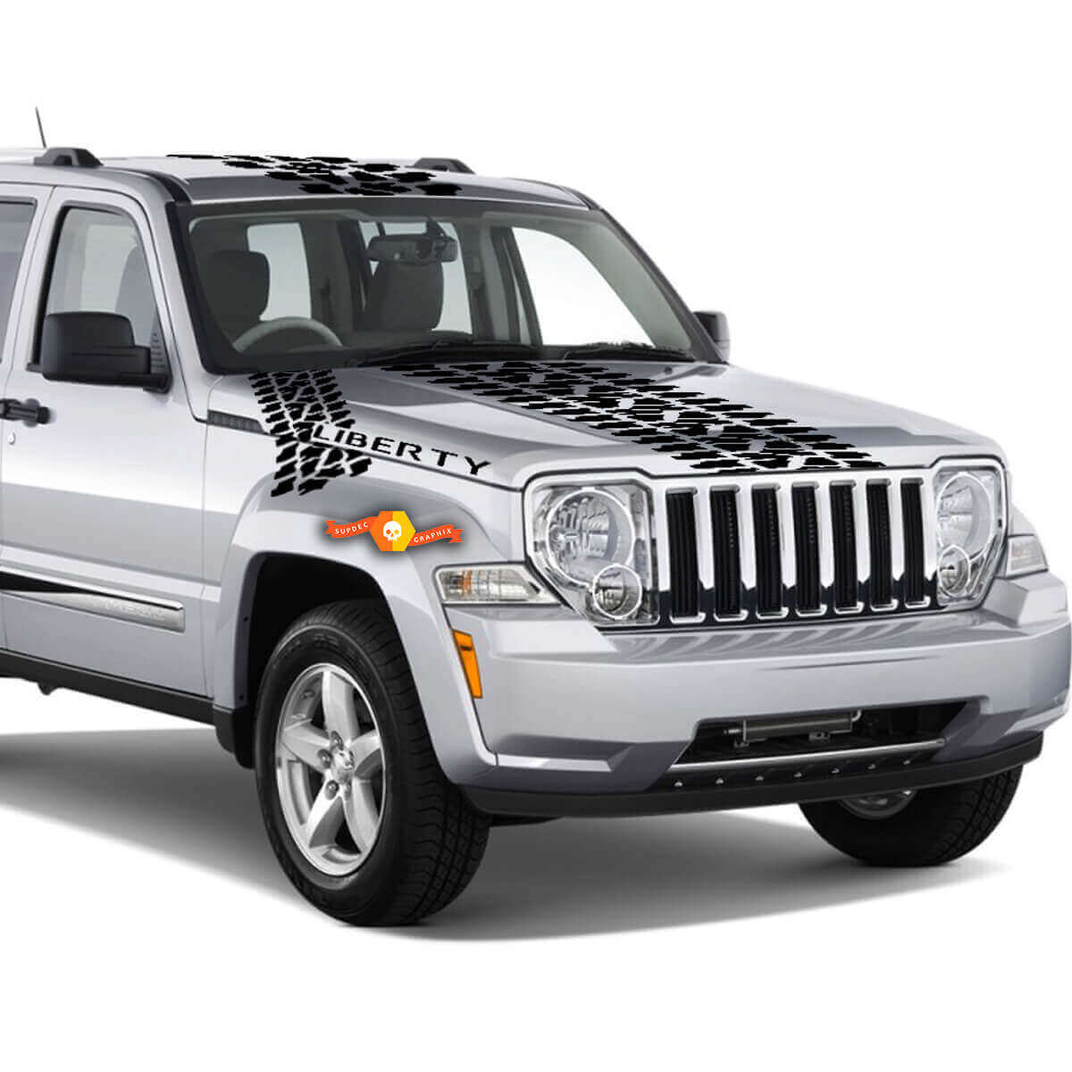 Bandenprofiel motorkap Dak Kofferbak auto vinyl grafische sticker decals voor past bij jeep Liberty
