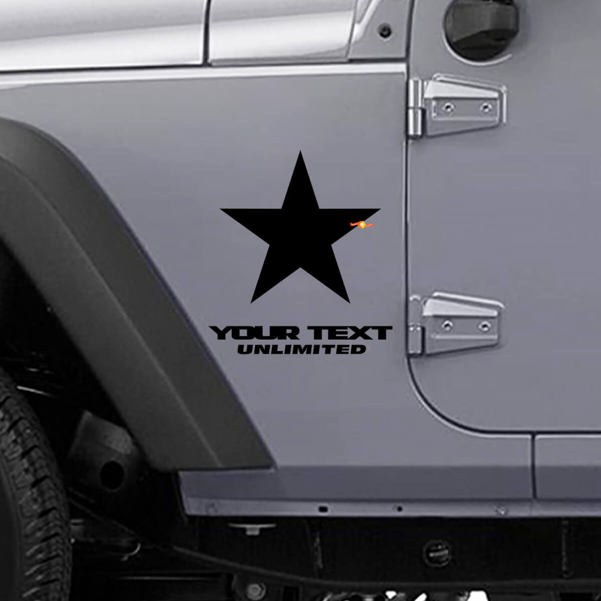 Aangepaste lettertype Star Side vinyl decal set voor Jeep Wrangler