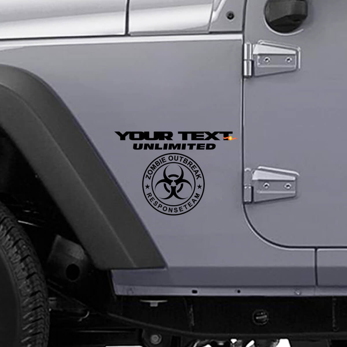 Aangepaste Vinylsticker Zombie-uitbraak Respons Team voor Jeep Wrangler Unlimited