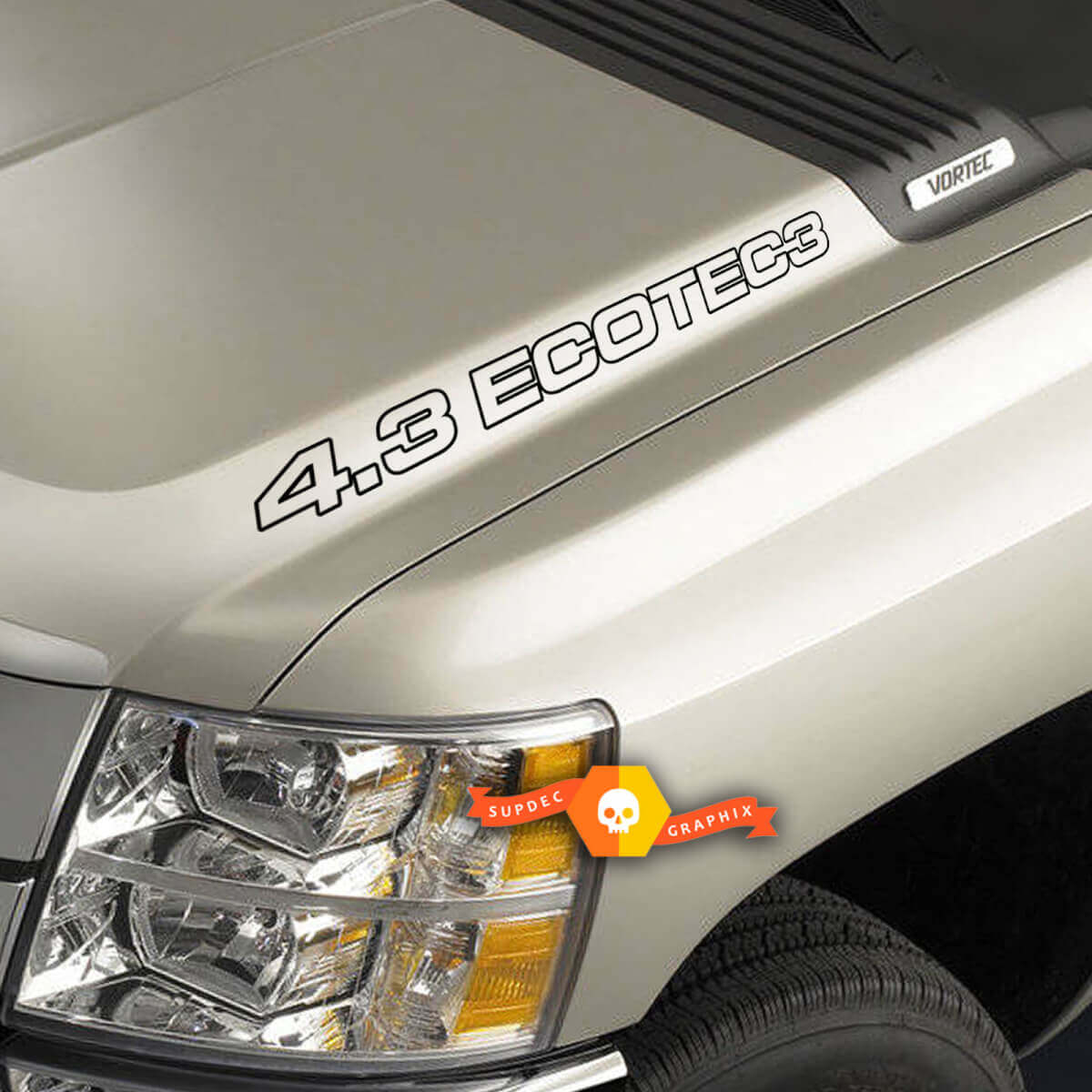 4.3L EcoTec3 motorkap vinyl decal voor Chevrolet Silverado GMC Sierra