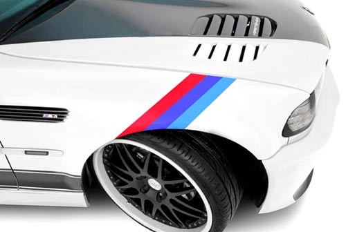 Driekleurige gestreepte motorkapsticker BMW Motorsport M3 M5 M6 X5 E30 E36
