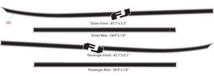 Toyota FJ Cruiser Strepen passen op de jaren 2009, 2010, 2011, 2012
