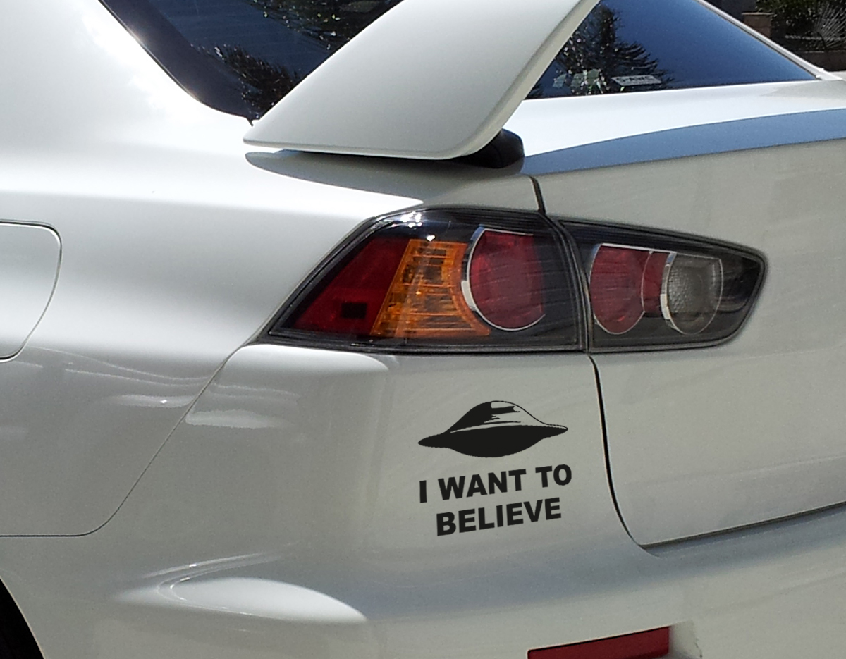 Ik wil geloven UFO Aliens X Top Secret Funny Car Laptop Vinyl Sticker Decal