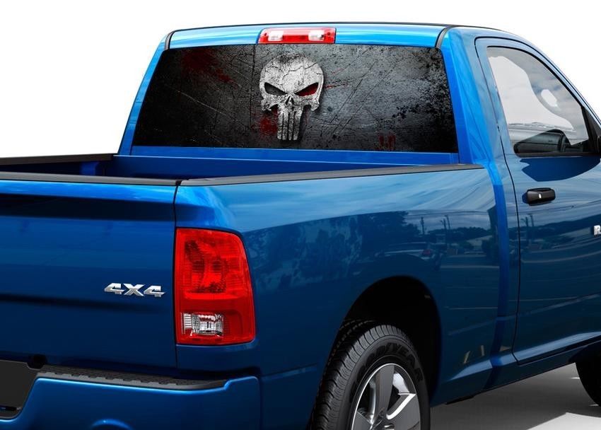 Punisher Skull Blood metal Achterruit Sticker Sticker Pick-up Truck SUV Auto