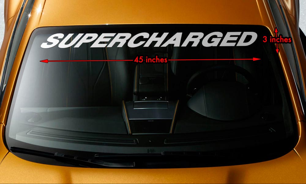 SUPERCHARGED MUSCLE CAR Voorruit Banner Premium Vinyl Decal Sticker 45x3