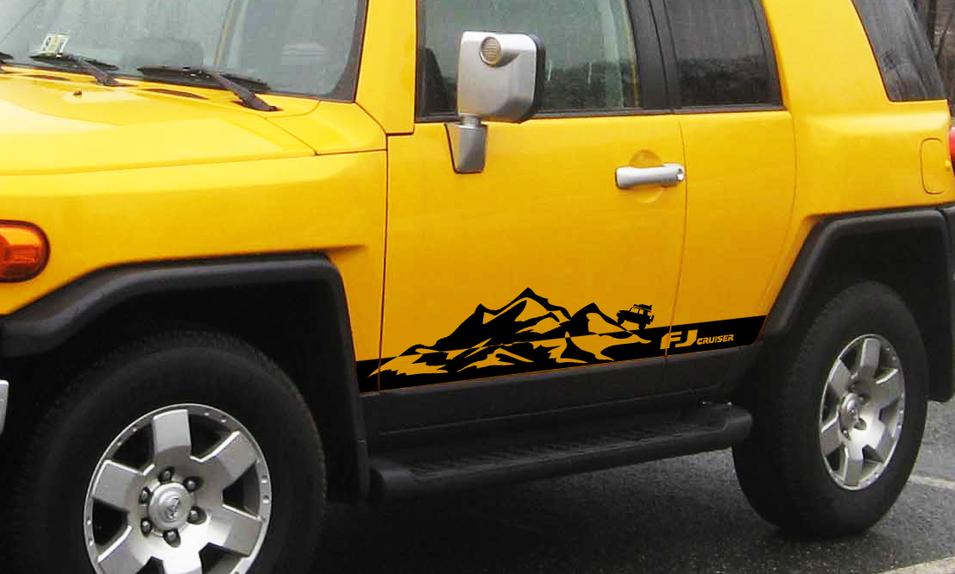 Toyota FJ Cruiser bergen zijbekleding strobe strepen vinyl sticker sticker graphics LOGO
