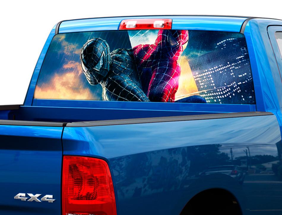 Spiderman 3 vs zwarte films Achterruit Decal Sticker Pick-up Truck SUV Auto 2