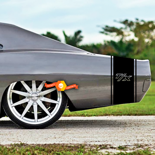 T/X Twin Pinstripe Tail Band Achterspatbord Kofferbak Vinylsticker voor Dodge