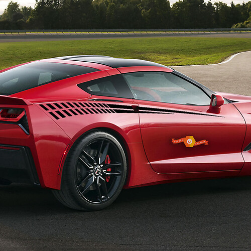 2014+ Chevy Corvette C7 Bodyline Strobe Side Stripes Racing achterspatbordstickers
