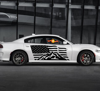 2 kant Dodge Charger USA vlag bergen deur kant vinyl stickers grafische sticker
