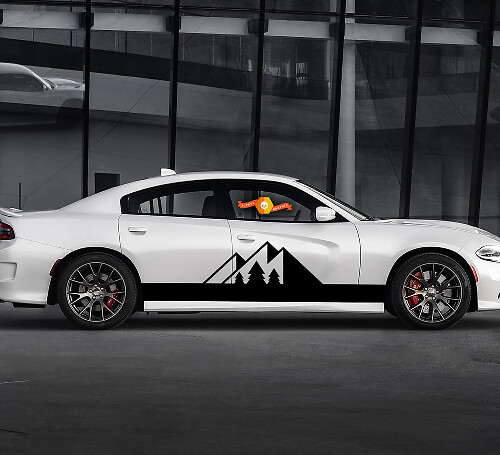 2 Side Dodge Charger Mountain Forest Rocker Panel Side Vinyl Stickers Grafische Sticker
